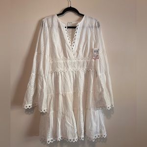 NEVER WORN Lost + Wander White Lace Mini Dress, Size Large